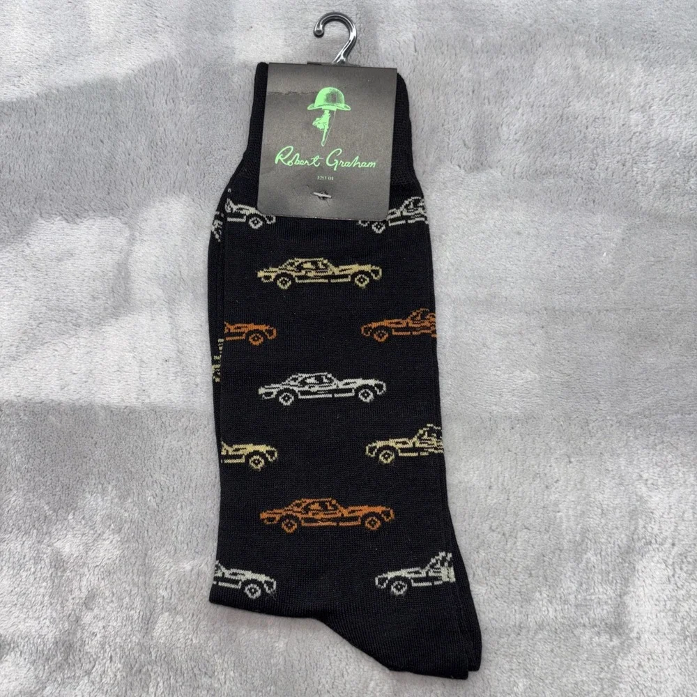 Robert‎ Graham Car Socks Black, One Size Mens